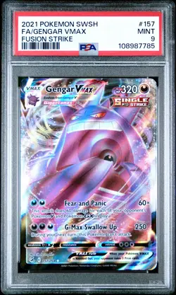 2021 POKEMON SWORD & SHIELD FUSION STRIKE #157 FULL ART/GENGAR VMAX PSA 9 - Image 1
