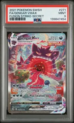 Gengar VMAX Alt Art #271 Secret Rare SWSH: Fusion Strike Pokemon TCG PSA 9 MINT - Image 1