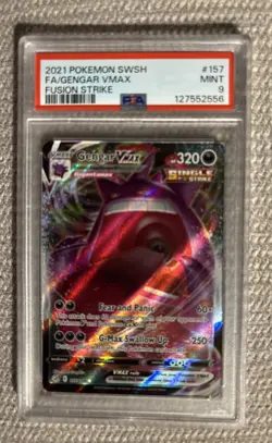 2021 Pokemon SWSH Fusion Strike #157 FA Gengar VMAX PSA 9 MINT - Image 1