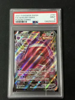 2021 POKEMON SWORD & SHIELD FUSION STRIKE #157 FULL ART/GENGAR VMAX PSA 9 - Image 1