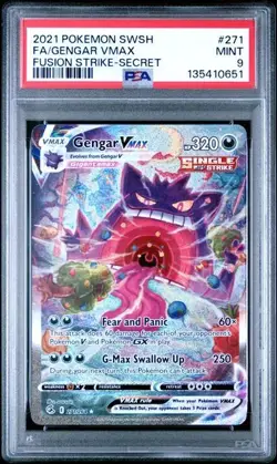 Gengar VMAX Alt Art #271 Secret Rare SWSH: Fusion Strike Pokemon TCG PSA 9 MINT - Image 1