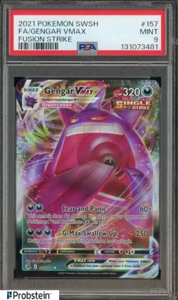 2021 Pokemon SWSH Fusion Strike #157 FA Gengar VMax PSA 9 MINT - Image 1