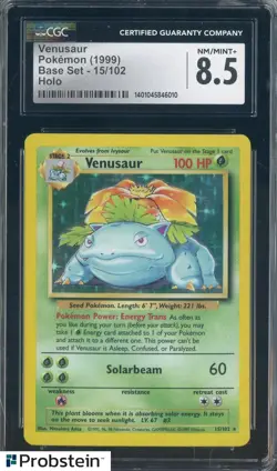 1999 Pokemon Base Set #15/102 Venusaur Holo CGC 8.5 NM-MT+ - Image 1