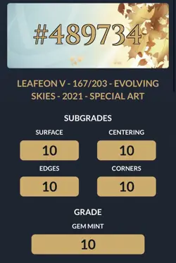 ACE 10 Leafeon V Evolving Skies Alt Art Holo Rare Card 167/203 Pokemon TCG - Image 2