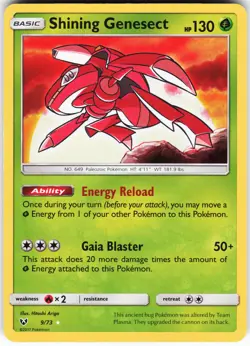 Shining Genesect 9/73 Pokemon Shining Legends Holo Shiny Holo Rare NM - Image 1