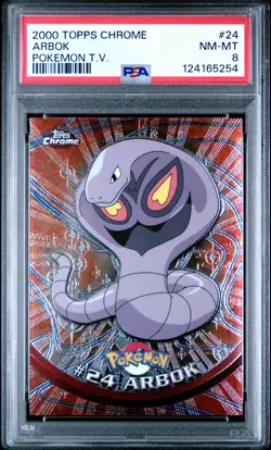 2000 TOPPS CHROME POKEMON T.V. #24 ARBOK PSA 8 - Image 1