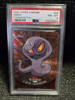 PSA 8 2000 Pokemon Game Topps Chrome Arbok TV Rare Base Series 1 GEM MINT 24 - Image 1