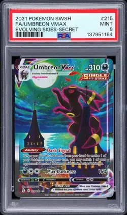 Umbreon VMax PSA 9 2021 Pokemon Sword & Shield Evolving Skies Alt Art Secret 215 - Image 1