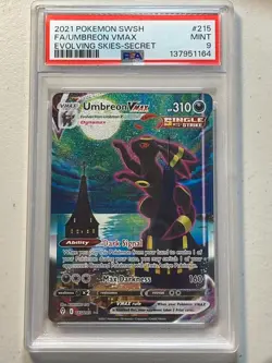 Umbreon VMax PSA 9 2021 Pokemon Sword & Shield Evolving Skies Alt Art Secret 215 - Image 3