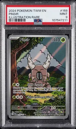 2024 POKEMON TWM EN-TWILIGHT MASQUERADE ILLUSTRATION RARE #168 PINSIR PSA 9 - Image 1
