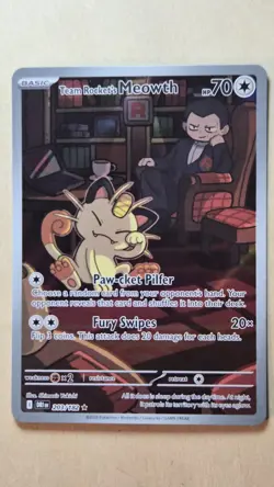 Pokemon TCG Team Rockets Meowth Card 203/182 Destined Rivals - Image 1