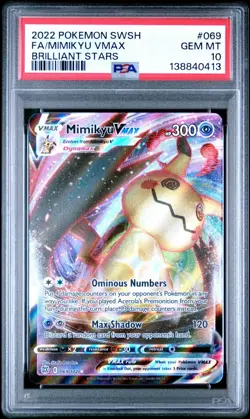 Mimikyu VMAX 069/172 Brilliant Stars Ultra Rare Holo Pokemon PSA 10 Gem Mint - Image 1