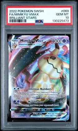PSA 10 GEM MINT Mimikyu VMAX 069/172 Brilliant Stars Ultra Rare Holo Pokemon TCG - Image 1