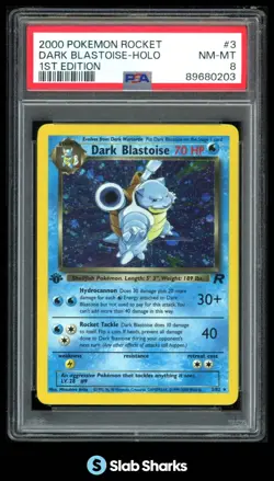 2000 POKEMON TEAM ROCKET 1ST EDITION #3/82 DARK BLASTOISE HOLO PSA 8 - Image 1