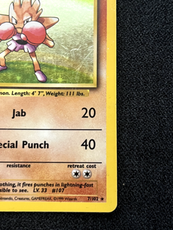 Pokemon TCG Hitmonchan 007/102 Base Set Holo MP - Image 5
