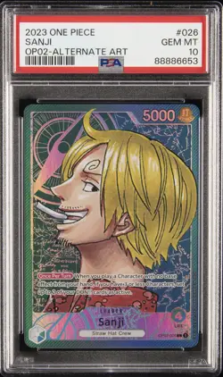 2023 ONE PIECE OP02-PARAMOUNT WAR ALTERNATE ART #026 SANJI PSA 10 - Image 1