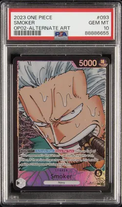 2023 ONE PIECE OP02-PARAMOUNT WAR ALTERNATE ART #093 SMOKER PSA 10 - Image 1