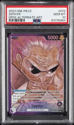 2023 ONE PIECE OP02-PARAMOUNT WAR ALTERNATE ART #072 ZEPHYR PSA 10 - Image 1