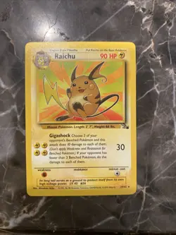 Pokemon TCG Raichu Fossil Card 29/62 Unlimited Rare, Vintage, Lightly Played - Image 1