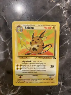 Pokemon TCG Raichu Fossil Card 29/62 Unlimited Rare, Vintage, Lightly Played - Image 2