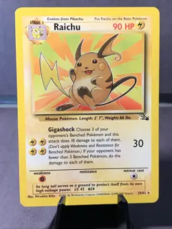 Pokemon TCG Raichu #29/62 Rare Fossil Set Unlimited Non Holo 1999 WOTC VTG NM - Image 1
