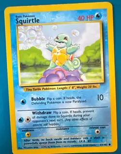 Squirtle 63/102 - Base Set - 1999 Pokemon Card - Common - WOTC - Image 1