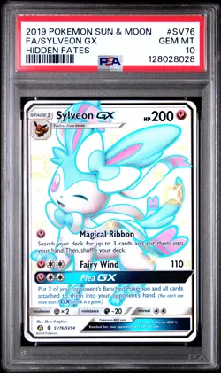 2019 Pokemon Sun & Moon Hidden Fates Sylveon GX #SV76 FA PSA 10 GEM MINT - Image 1