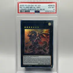 PSA 6: Red-Eyes Flare Metal Dragon Blue LDS1-EN015 Ultra Rare 1st Edition Yugioh - Image 1