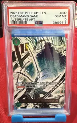 One Piece OP12-037 Zoro Demon Aura Dead Mans Game Alternate Art PSA 10 - Image 1