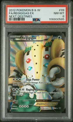 Regigigas EX (Full Art) 99/99 Pokemon Black & White Next Destinies PSA 8 NM - Image 1