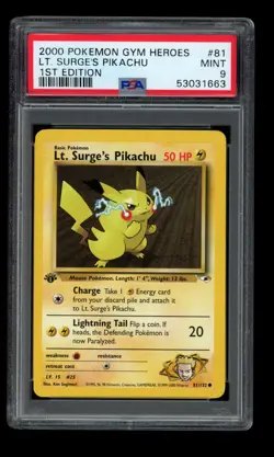 2000 POKEMON GYM CHALLENGE 1ST EDITION LT. SURGE'S PIKACHU 84/132 PSA 9 MINT E - Image 1