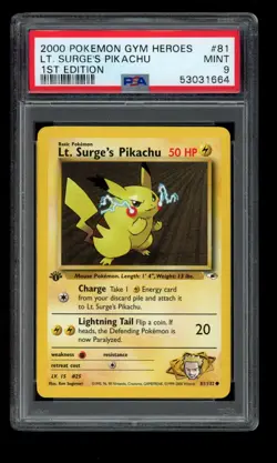 2000 POKEMON GYM CHALLENGE 1ST EDITION LT. SURGE'S PIKACHU 84/132 PSA 9 MINT D - Image 1