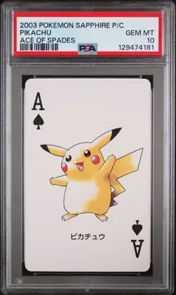 PSA 10 GEM MINT 2003 POKEMON SAPPHIRE VERSION PLAYING CARDS PIKACHU ACE OF SPADE - Image 1