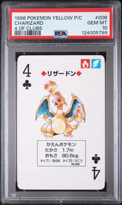PSA 10 GEM MINT 1998 POKEMON YELLOW VERSION PLAYING CARDS #006 CHARIZARD POP 18 - Image 2