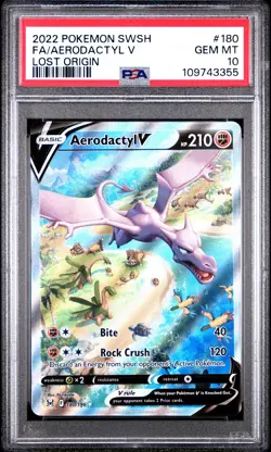 2022 POKEMON SWORD & SHIELD LOST ORIGIN #180 FULL ART/AERODACTYL V PSA 10 - Image 1