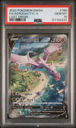 2022 POKEMON SWORD & SHIELD LOST ORIGIN #180 FULL ART/AERODACTYL V PSA 10 - Image 1