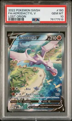 2022 POKEMON SWORD & SHIELD LOST ORIGIN #180 FULL ART/AERODACTYL V PSA 10 - Image 1