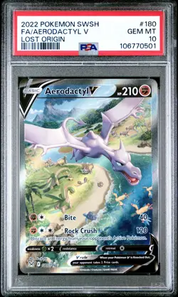 2022 POKEMON SWORD & SHIELD LOST ORIGIN #180 FULL ART/AERODACTYL V PSA 10 - Image 1