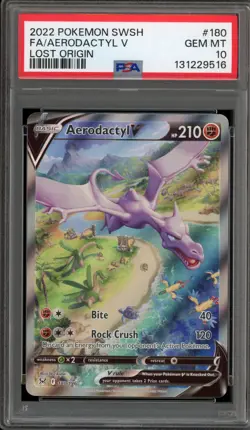 Pokemon Aerodactyl V Lost Origin Full Alt Art #180 PSA 10 Gem Mint - Image 1