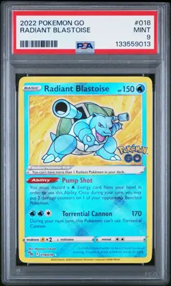 Pokemon TCG Radiant Blastoise Holo Card PSA 9 Mint Condition Pokemon Go 018/078 - Image 1
