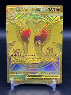 Pokemon TCG Gold Hyper Rare Mega Charizard X EX 130/094 Phantasmal Flames NM - Image 1