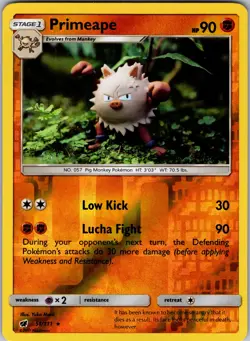 Primeape 51/111 SM - Crimson Invasion Reverse Holo Pokemon TCG NM - Image 1