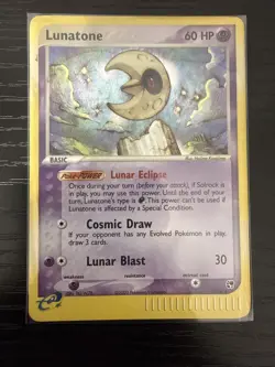 Lunatone Holo Card Pokemon Sandstorm 8/100, Lightly Played Condition - Image 1