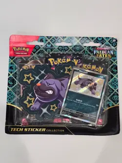 Pokemon Paldean Fates Tech Sticker Collection -maschiff - With 3 Booster Packs - Image 1
