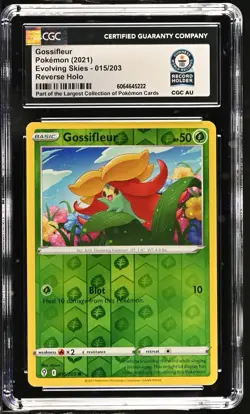 2021 POKEMON EVOLVING SKIES #015 GOSSIFLEUR-REVERSE FOIL CGC WORLD RECORD 1/1 - Image 1