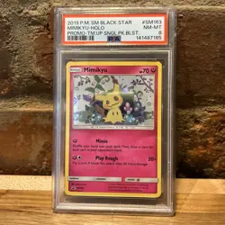 POKEMON TEAM UP SM BLACK STAR PROMO MIMIKYU #SM163 HOLO PSA 8 NM-MT - Image 1