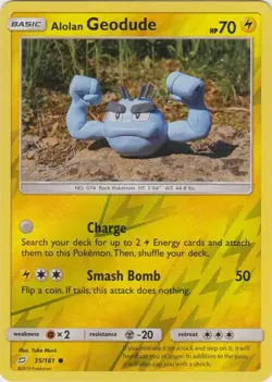 Pokemon - Alolan Geodude - 35/181 - Reverse Holo - Team Up - NM/M - Image 1