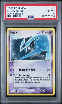 2007 POKEMON POP SER 5 #2 LUGIA-HOLO PSA 6 - Image 1