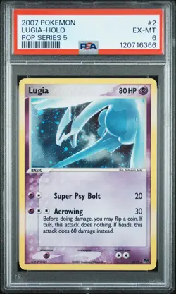 2007 POKEMON POP SER 5 #2 LUGIA-HOLO PSA 6 - Image 1