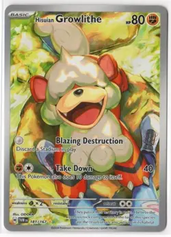Hisuian Growlithe 181/167 Illustration Rare Pokemon SV06: Twilight Masquerade NM - Image 1